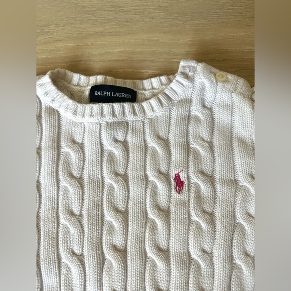 Ralph Lauren Girls Cable Knit Cotton Sweater Crewneck White Size 6X (6-7y) - Picture 2 of 6